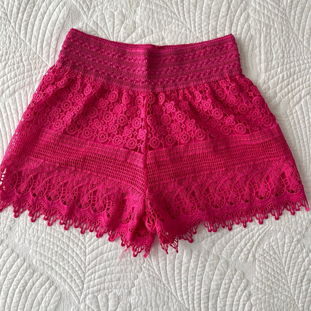 Pink crocheted shorts